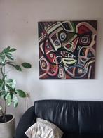 Afrikaans schilderij van Ed Bos, 100x100 cm, Antiek en Kunst, Kunst | Schilderijen | Abstract, Ophalen