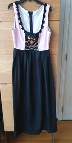 Lange Dirndl oktoberfeest zwart met roze oranje mt 36/38, Overige typen, Zwart, Ophalen of Verzenden, Zo goed als nieuw