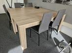2x Tafel + 8x stoelen, Ophalen, Metaal, Zo goed als nieuw, Grijs