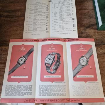 Tudor folder met prijslijst (rolex) 1954 beschikbaar voor biedingen
