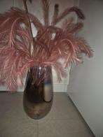 Smoke hoge glazen vaas incl roze kunsttakken & windlicht 2x, Ophalen of Verzenden, Zo goed als nieuw