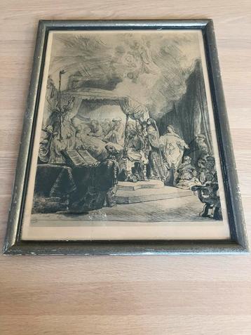 Ets van Rembrandt, het sterfbed van Maria 1639. beschikbaar voor biedingen