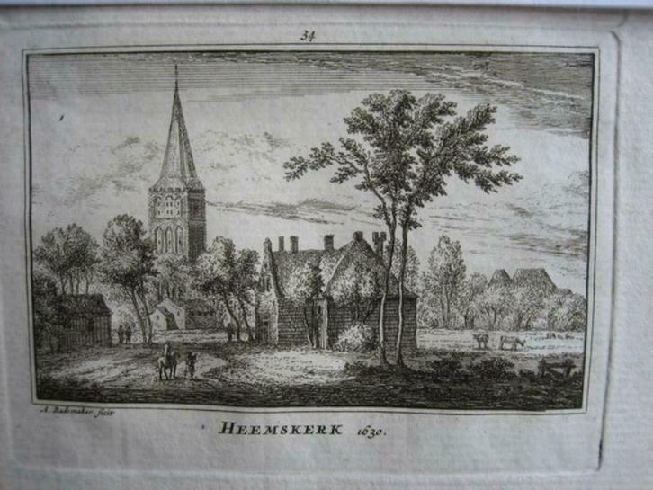 034 / Heemskerk   Kopergravure 18e Eeuw, Antiek en Kunst, Kunst | Etsen en Gravures, Ophalen of Verzenden