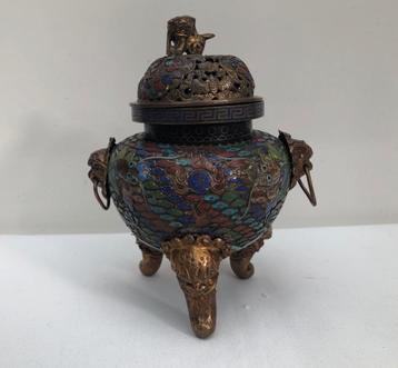 Chinese cloisonné wierookbrander pot op 3 poot beschikbaar voor biedingen