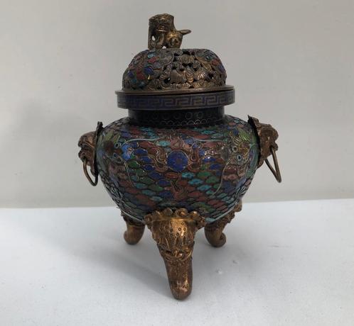 Chinese cloisonné wierookbrander pot op 3 poot, Antiek en Kunst, Kunst | Niet-Westerse kunst, Ophalen of Verzenden