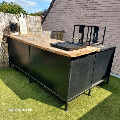 Buitenkeuken met ingebouwd bbq & elektrische grill eikenblad, Tuin en Terras, Buitenkeukens, Zo goed als nieuw, Gas, Ophalen of Verzenden