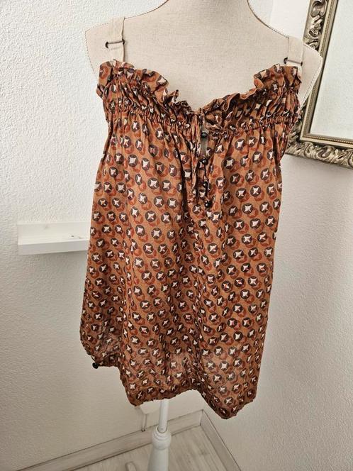 IKKS top, Kleding | Dames, Tops, Zo goed als nieuw, Maat 42/44 (L), Bruin, Zonder mouw, Ophalen of Verzenden