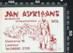 Sticker: Jan Adriaans - Brabantse schaapherder - Lieshout (6, Verzamelen, Ophalen of Verzenden