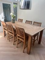 Eethoek, 200x100 met 6 stoelen, Huis en Inrichting, Ophalen, Gebruikt, Landelijk, 4 tot 6 stoelen