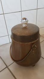 Mooie oude koperen pot met deksel en aardewerk knop., Antiek en Kunst, Antiek | Koper en Brons, Ophalen of Verzenden, Koper