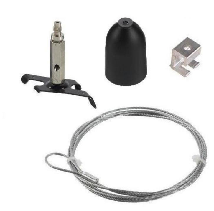 Global 3-Fase Rail Staalkabel Set 1.5m - Wit/Zwart powergear, Huis en Inrichting, Lampen | Overige, Nieuw, Ophalen of Verzenden