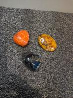 Set 3 gepolijste edelstenen jaspis,sodaliet & oranje calciet, Verzenden, Zo goed als nieuw