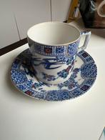 Vintage kop en schotel met blauw motief 2x, Ophalen of Verzenden