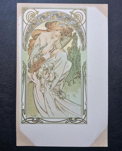 Alphonse Mucha Originele Briefkaart the Arts Music, Verzamelen, Ansichtkaarten | Buitenland, Ongelopen, Verzenden