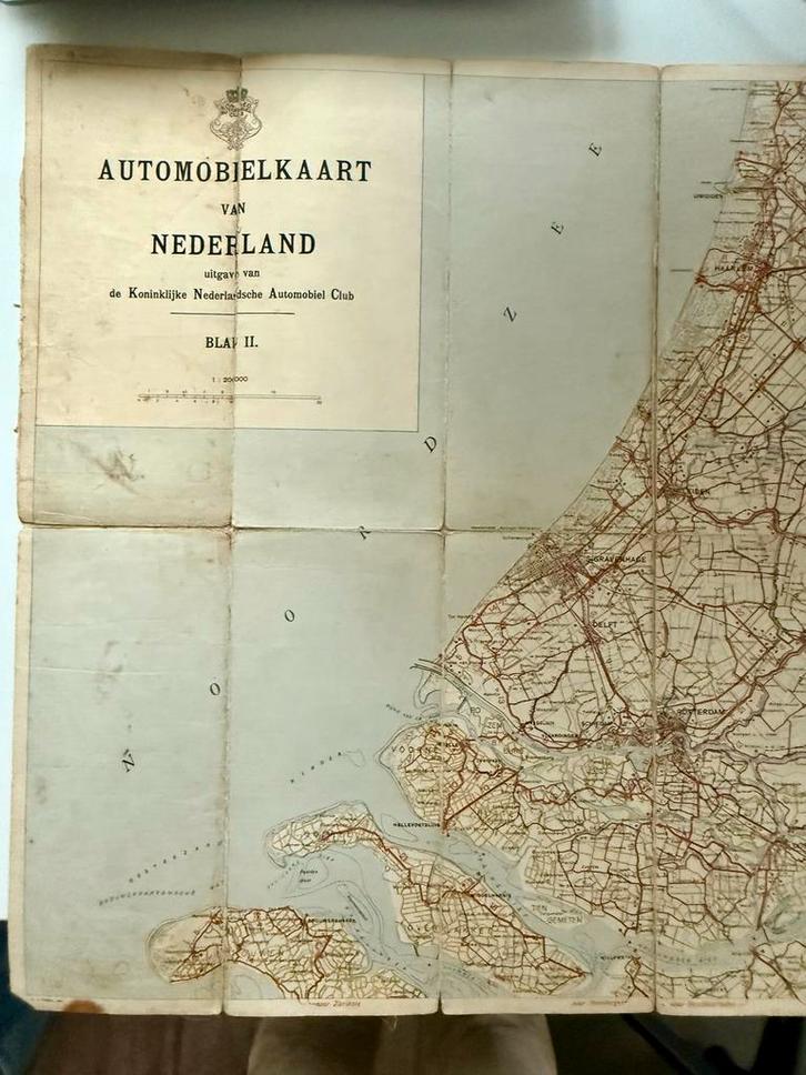 Oude Automobiel Kaart van Nederland, Boeken, Atlassen en Landkaarten, Gelezen, Landkaart, Nederland, 1800 tot 2000, Ophalen of Verzenden