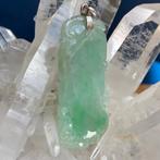 Natuurlijk jade jadeiet hanger( FEI CUI) in bloemenmotief, Verzenden, Nieuw, Groen, Overige materialen