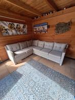 Loungeset wit/beige wicker rond., Tuin en Terras, Ophalen, Gebruikt, Wicker, 6 zitplaatsen