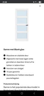 nieuwe deur blank glas 4 vakken, Doe-het-zelf en Verbouw, Deuren en Horren, Binnendeur, Nieuw, Ophalen of Verzenden, Glas
