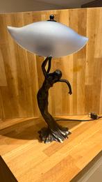 Art Deco Stijl Lamp met Messing Beeldvoet, Ophalen of Verzenden, Gebruikt, Metaal, Minder dan 100 cm