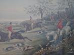 litho jachttafereel dravende ruiters te paard CA Fesch, 1890, Antiek en Kunst, Verzenden