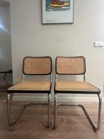 2x Thonet s32 buisframe sledestoel Marcel Breuer webbing 70s, Huis en Inrichting, Stoelen, Ophalen, Gebruikt, Twee, Zwart