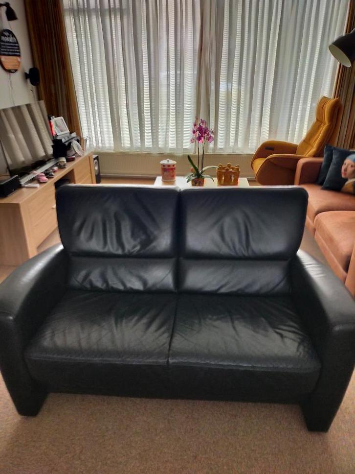 Bankstel Piet Klerkx Zwart, Huis en Inrichting, Banken | Bankstellen, Gebruikt, Rechte bank, Tweepersoons, 150 tot 200 cm, Minder dan 75 cm