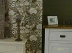 3914 vintage behang bruin bloemen groen 60s 70s groots retro, Huis en Inrichting, Verzenden, Bruin