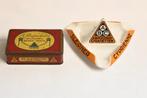 zeldzaam ABC Batschari sigaretten asbak en verpakking blik, Verzamelen, Ophalen of Verzenden, Gebruikt, Tabaksdoos of Verpakking
