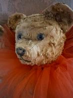 Prachtige antieke grote schijven beer met oude tule kraag, Antiek en Kunst, Curiosa en Brocante, Ophalen of Verzenden