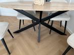 Eettafel travertin beige rond ovaal, Ophalen, Overige materialen, 50 tot 100 cm, 100 tot 150 cm