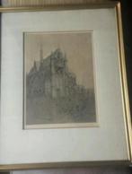 Bijzondere ets Hooglandse kerk leiden Fons van de Velde, Antiek en Kunst, Kunst | Etsen en Gravures, Ophalen