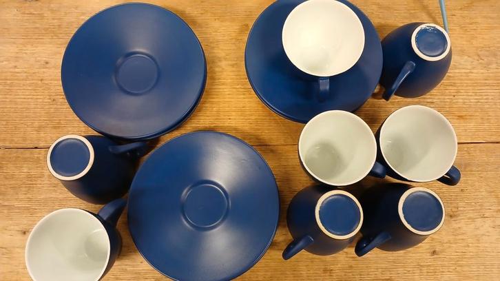 Fiēsta Blue Sky Goedewaagen Gouda porselein - 8 stuks, Huis en Inrichting, Keuken | Servies, Zo goed als nieuw, Kop(pen) en/of Schotel(s)