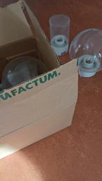 4 Manufactum lampen Ifö rond en cylinder. Glas en Wit., Ophalen of Verzenden, Nieuw, Glas