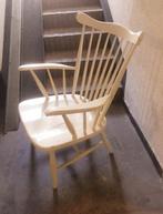 Vintage Deense spijlenstoel. J’60., Huis en Inrichting, Stoelen, Ophalen, Gebruikt, Wit, Eén