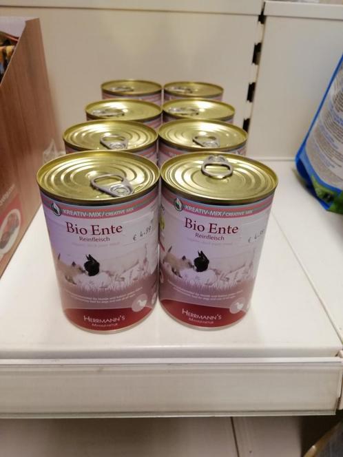 Blik voeding 400gherrmann's bio ente eend hond/kat 8 stuks, Dieren en Toebehoren, Dierenvoeding, Hond, Ophalen of Verzenden