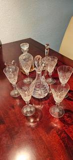 Kristallen Glazen Set met Karaf - Geslepen Patroon, Antiek en Kunst, Antiek | Glas en Kristal, Ophalen