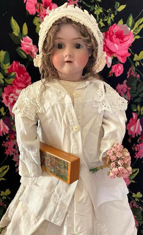 Zeer grote antieke unieke Heinrich Handwerck S&H pop 80 cm, Antiek en Kunst, Antiek | Speelgoed, Ophalen of Verzenden