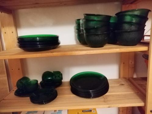 Jaren 70 servies Arcoroc France Sierra groe, Huis en Inrichting, Keuken | Servies, Zo goed als nieuw, Kop(pen) en/of Schotel(s)