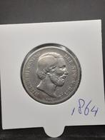 1 gulden 1864 Koning Willem III, 1 gulden, Koning Willem III, Zilver, Ophalen of Verzenden