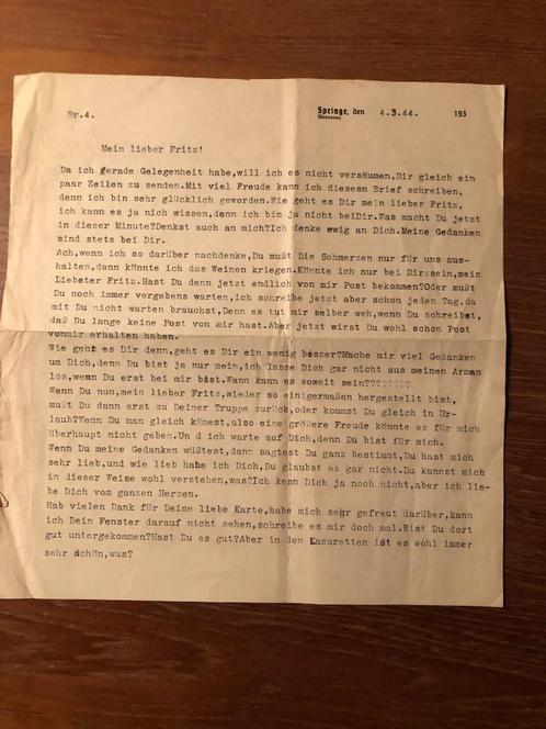 2 Feldpost-brieven. 1. getypt, Op 4 maart 1944 schrijft, Boeken, Oorlog en Militair, Gelezen, Verzenden