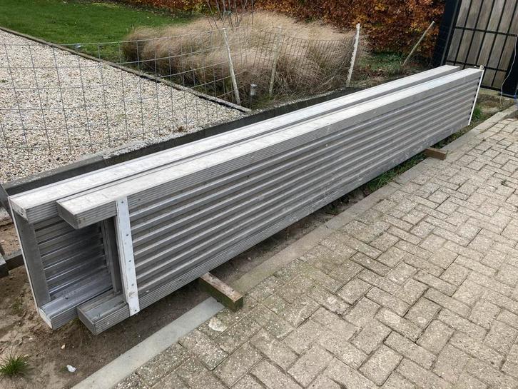 Aluminium Loopbrug Brug Werkbrug, Doe-het-zelf en Verbouw, Steigers, Gebruikt, Gevelsteiger, 5 meter of hoger, Ophalen