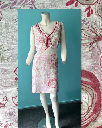 Vintage jaren 70 zomerjurk wit/roze maat 40/42 beschikbaar voor biedingen