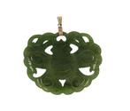 Grote handgemaakt Jade nefriet 14k gouden ketting hanger, Sieraden, Tassen en Uiterlijk, Antieke sieraden, Ophalen of Verzenden