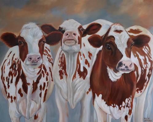 Schilderij koeien uit eigen atelier, Antiek en Kunst, Kunst | Schilderijen | Modern, Ophalen of Verzenden