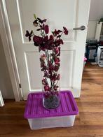 Vaas met zijden bloemtak, Kunststof, Gebruikt, Overige kleuren, Ophalen of Verzenden