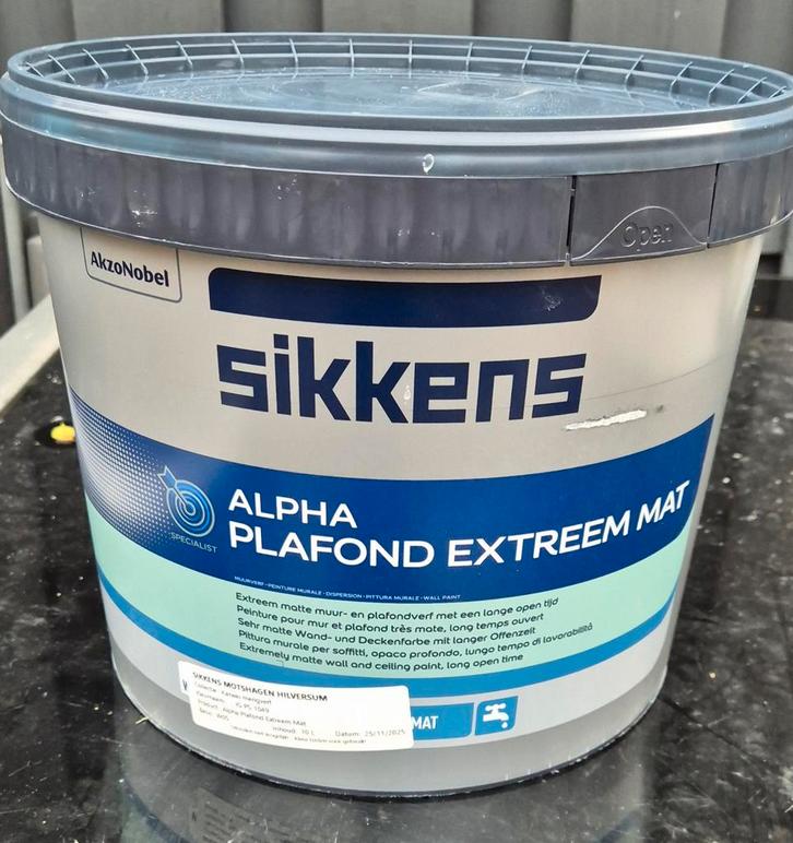Sikkens alpha plafond extreem mat 10L, Doe-het-zelf en Verbouw, Verf, Beits en Lak, Nieuw, Wit, Ophalen