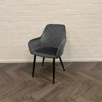 Fluwelen Eetkamerstoelen Grijs Blauw, Metaal, Blauw, Ophalen of Verzenden, Zo goed als nieuw