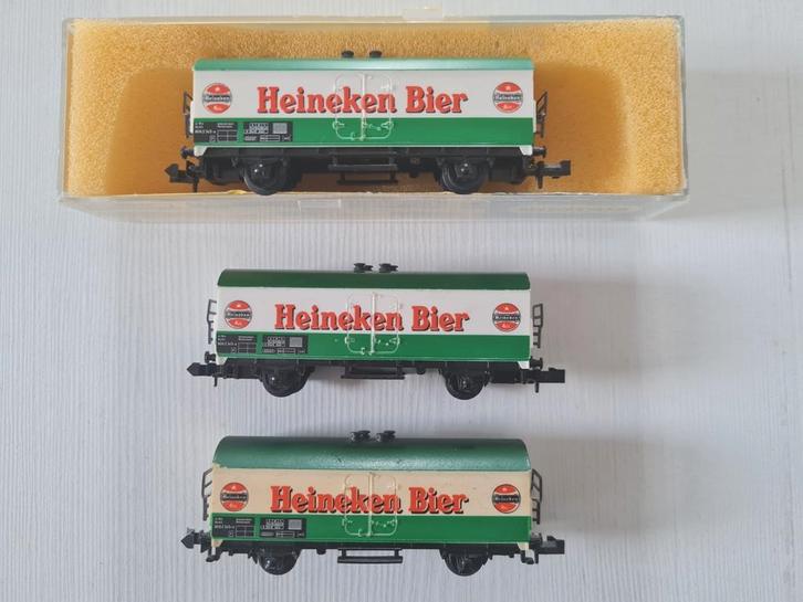 3 Minitrix NS Heineken wagons 3223, Hobby en Vrije tijd, Modeltreinen | N-Spoor, Gebruikt, Wagon, Gelijkstroom, Trix, NS, Ophalen of Verzenden