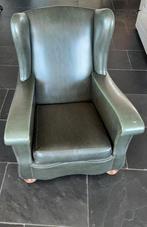 Vintage leren feauteuil groen, Huis en Inrichting, Fauteuils, Ophalen, Gebruikt