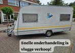 Kampa knaus sudwind met opblaasvoortent, Caravans en Kamperen, Caravans, Vast bed, Treinzit, Particulier, Knaus
